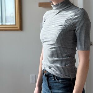 Grey ribbed knit top